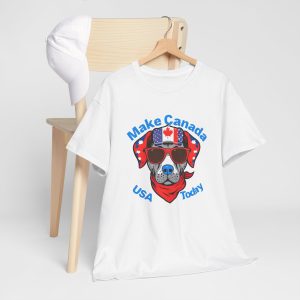 Fun Patriotic Dog Tee - 'Make Canada USA Today' Design - Image 7