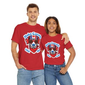 Fun Patriotic Dog Tee - 'Make Canada USA Today' Design - Image 44